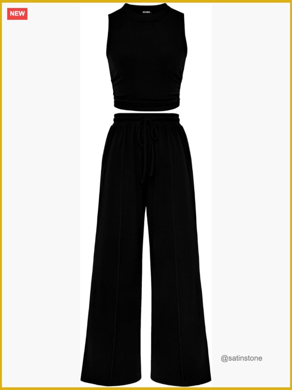 Ribbed Sleeveless Tank Top Wide Leg Pants 2 Piece Lounge Set